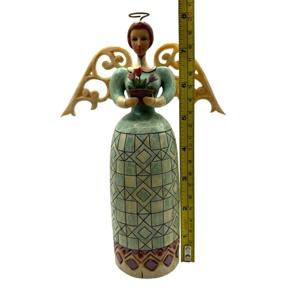 Jim Shore Heartwood Creek Friendship Angel Figurine Scroll Wings Tulips 4014037 - Picture 11 of 11